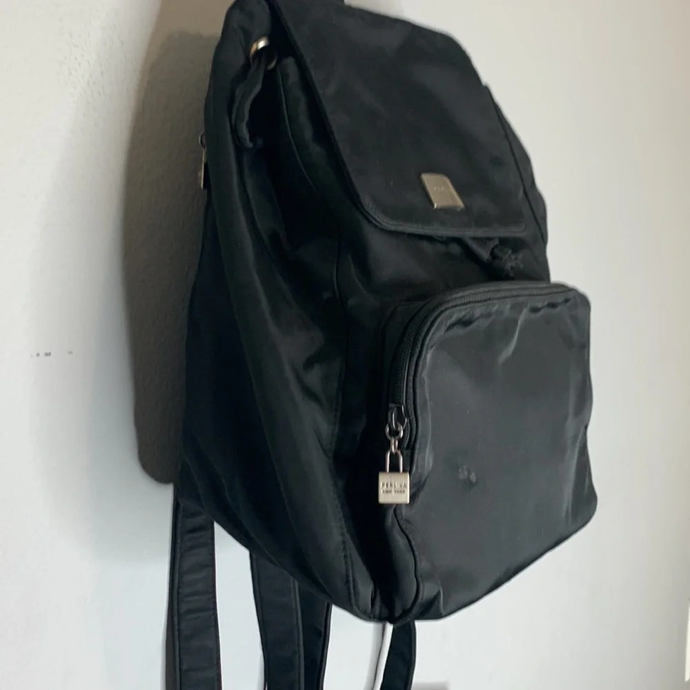Vintage Perlina nylon black mini backpack